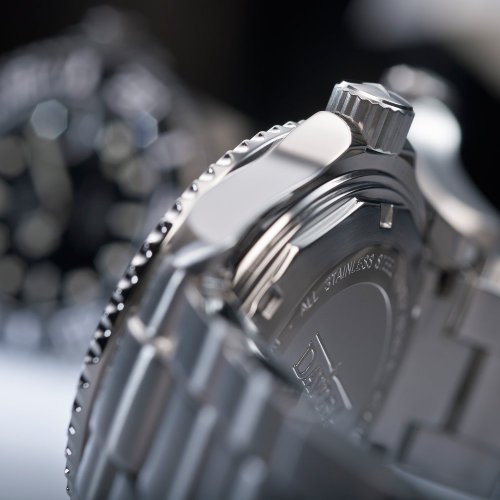 Zilverkleurig herenhorloge van Davosa met stalen band Ternos Ceramic - Silver/Green 40MM Automatic