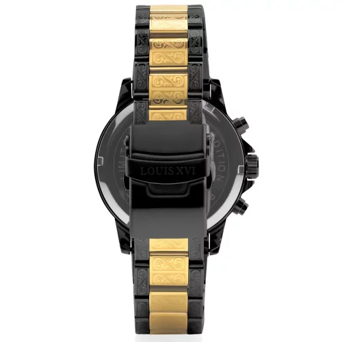 Reloj negro Luis XVI para hombre con correa de acero Palais Royale 895 - Black 43MM