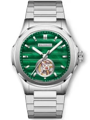 Relógio Waldhoff bracelete de aço prateado para homem Navigator Emerald 40MM Automatic