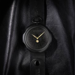 Černé pánské hodinky Mondia s koženým páskem Tattoo Dirty Black 48MM