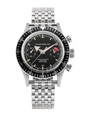 Men's silver Nivada Grenchen watch with steel strap Closed Caseback Chronomaster Paul Newman Inter.Bezel 86056M12LC 38MM