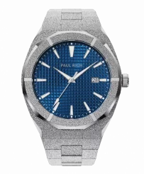 Men's silver Paul Rich watch with steel strap Frosted Star Dust Indigo Waffle - Silver 45MM