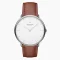 Stříbrné pánské hodinky Nordgreen s koženým páskem Native White Dial - Brown Leather / Silver 40MM