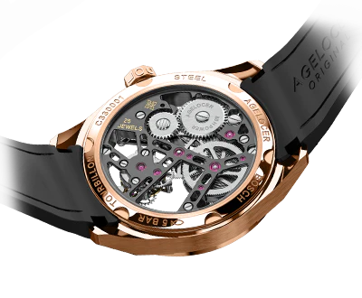 Zlaté pánské hodinky Agelocer s gumovým páskem Tourbillon Sport Series 42MM