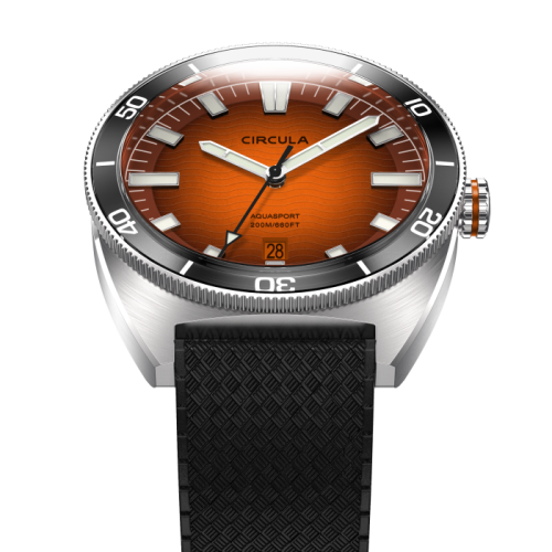 Relógio Circula Watches prata para homens com pulseira de borracha AquaSport II - Orange 40MM Automatic