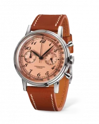 Men's silver Undone Watch with leather strap Vintage Salmon 40MM