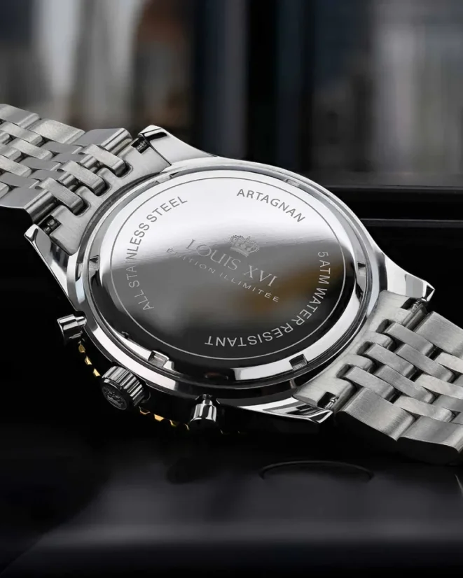 Men's silver Louis XVI watch with steel strap Artagan 3420 - Silver Gold 47.5MM