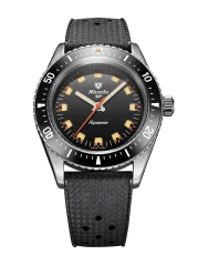 Men's silver Nivada Grenchen watch with rubber strap Aquamar Black 32068A01 38MM Automatic