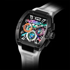 Relógio de homem Ralph Christian preto com pulseira de borracha The Intrepid Sport - Aurora Burst 42,5MM
