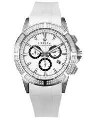 Men's silver Louis XVI watch with rubber strap Majesté Iced Out Royale - 1137 Silver 43MM