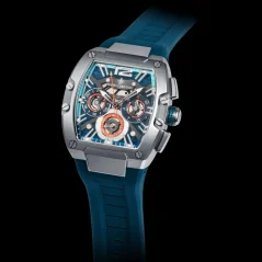 Strieborné pánske hodinky Ralph Christian s gumovým pásikom The Intrepid Sport - Blue Horizon 42,5MM