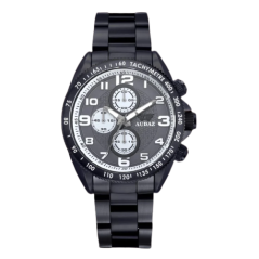 Men's black Audaz watch with steel strap Sprinter ADZ-2025-03 - 45MM
