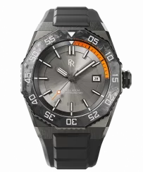Montre Paul Rich pour homme de couleur argent avec bracelet en caoutchouc Aquacarbon Pro Forged Grey - Sunray 43MM Automatic