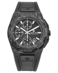 Černé pánské hodinky Louis XVI s gumovým páskem La Vauguyon 1200 - Black 41MM Automatic