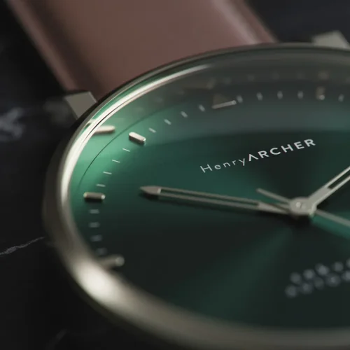 Miesten hopeinen Henryarcher Watches - kello nahkarannekkeella Sekvens - Sommer 40MM Automatic