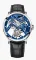 Men's silver Agelocer Watch with leather strap Tourbillon Series Silver / Black Blue 40MM