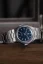 Zilverkleurig herenhorloge van Nivada Grenchen met stalen riem F77 TITANIUM DARK BLUE AVENTURINE 68018A77 37MM Automatic