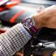 Srebrny zegarek męski Bomberg Watches z gumowym paskiem RACING CARBON ST 45MM