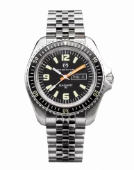 Relógio Momentum Watches prata para homens com pulseira de aço Sea Quartz 30 Black 42MM