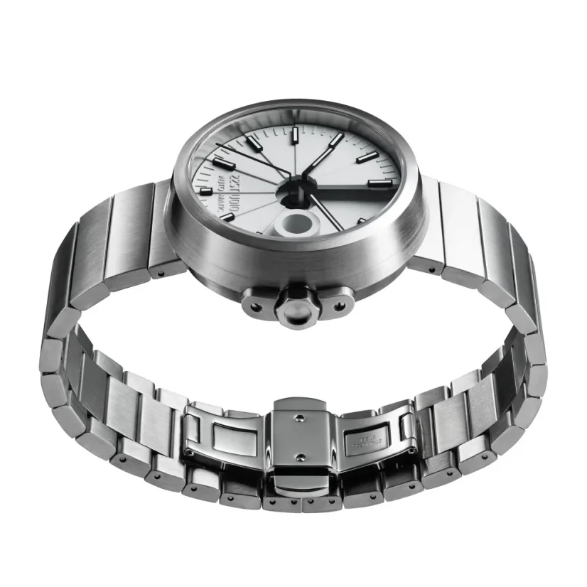 Herrenuhr aus Silber 22Designstudio Watches mit Stahlband Concrete Sport Smoky White 45MM Automatic