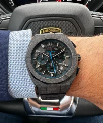 Men's black Paul Rich watch with steel strap Frosted Motorsport - Black / Blue 45MM Limited edition