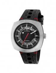 Męski srebrny zegarek Mondia ze skórzanym paskiem Prade - Silver / Black 42MM Automatic