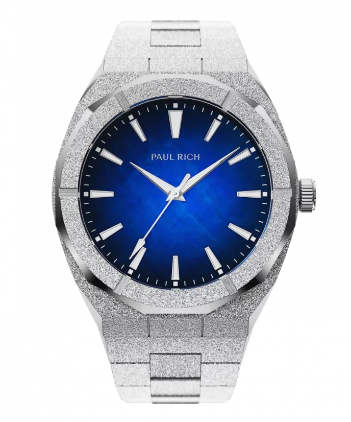 Men's silver Paul Rich watch with steel strap Frosted Star Dust Moonlit Wave - Silver 45MM