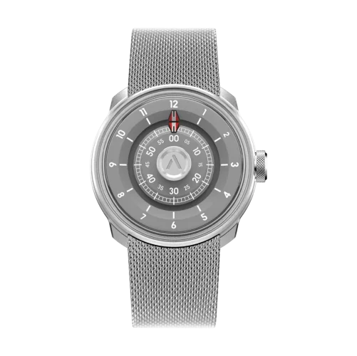 Strieborné pánske hodinky Aisiondesign Watches s ocelovým pásikom NGIZED Suspended Dial - Grey Dial 42.5MM