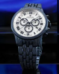 Modré pánské hodinky Louis XVI s ocelovým páskem Frosted Aramis 2.0 With Diamonds - 3681 Gold 43MM