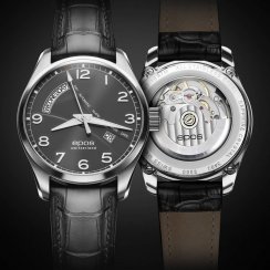 Ανδρικό ρολόι Epos ασημί με δερμάτινο λουράκι Passion 3402.142.20.34.25 43 MM Automatic
