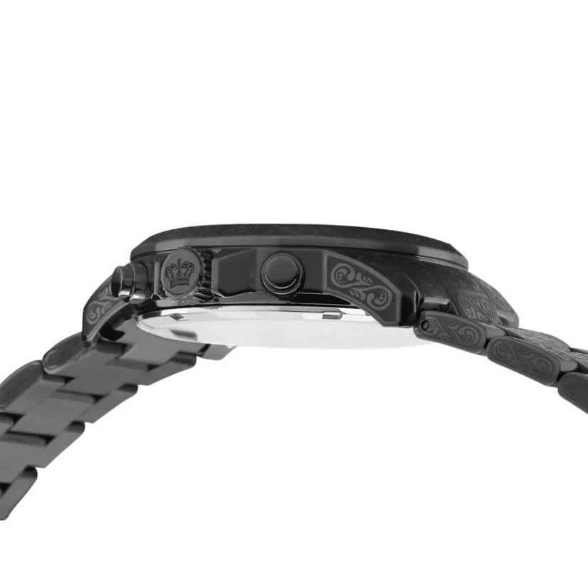 Men's black Louis XVI watch with steel strap Palais Royale 1060 - Black 43MM