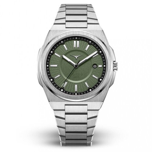 Srebrny męski zegarek Zinvo Watches ze stalowym paskiem Rival - Oasis Silver 44MM
