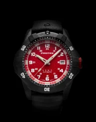 Schwarze Herrenuhr ProTek Watches mit Gummiband Series PT1212 42MM Automatic
