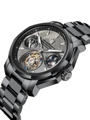 Relógio Waldhoff bracelete de aço preto para homem Continental Black 41MM Automatic