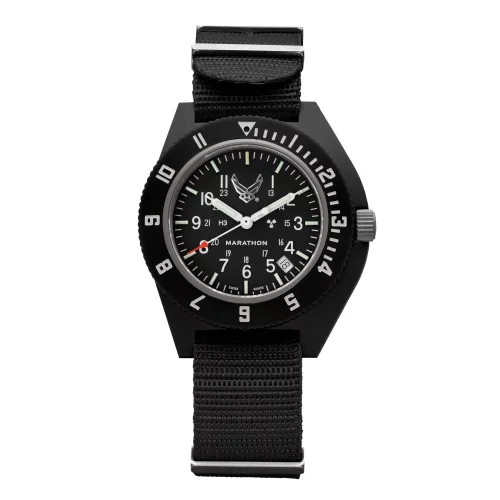 Muški crni sat Marathon Watches s najlonskim pojasom Official USAF™ Pilot's Navigator with Date 41MM