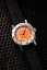 Men's silver Nivada Grenchen watch with leather strap Orange Depthmaster 14127A17 39MM Automatic