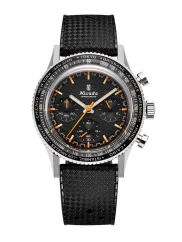 Men's silver Nivada Grenchen watch with rubber strap GMT