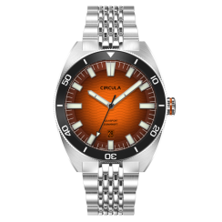 Muški srebrni sat Circula Watches s čeličnim remenom AquaSport II - Orange 40MM Automatic