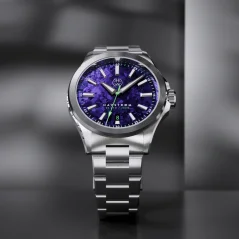 Relógio Henryarcher Watches prata para homem com bracelete em aço Havstrøm - Tachyon Purple Titanium 40MM Automatic
