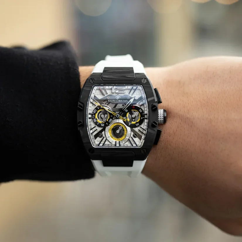 Men's black Ralph Christian watch with a rubber band The Intrepid Sport Carbon Fiber - Polar Sun 42,5MM