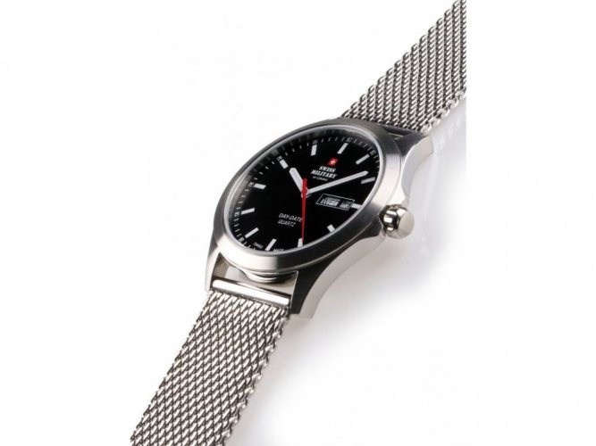 Męski srebrny zegarek Swiss Military Hanowa ze stalowym paskiem SMP36040.01 42MM