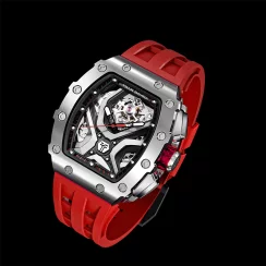 Montre homme Tsar Bomba Watch couleur argent avec élastique TB8206A - Silver / Red Automatic 43,5MM