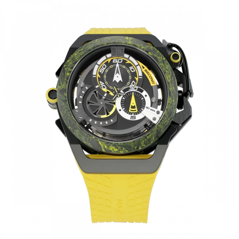 Men's Mazzucato black watch with rubber strap RIM Monza Black / Yellow - 48MM Automatic