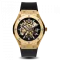 Zlaté pánske hodinky Ralph Christian s gumovým pásikom Prague Skeleton Deluxe - Gold Automatic 44MM
