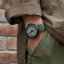 Zwart herenhorloge van 22Designstudio Watches met rubberen band Rabbit Moss green 45MM Automatic