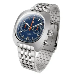 Silberne Herrenuhr Straton Watches mit Stahlband Comp Driver Blue 42MM