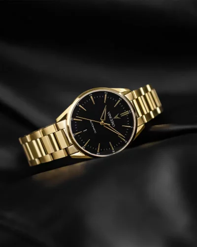 Zlaté pánske hodinky Vincero s oceľovým pásikom Icon Automatic - Gold/Black 41MM