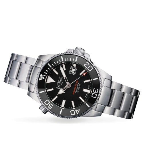 Strieborné pánske hodinky Davosa s oceľovým pásikom Argonautic BG - Silver/Black 43MM Automatic