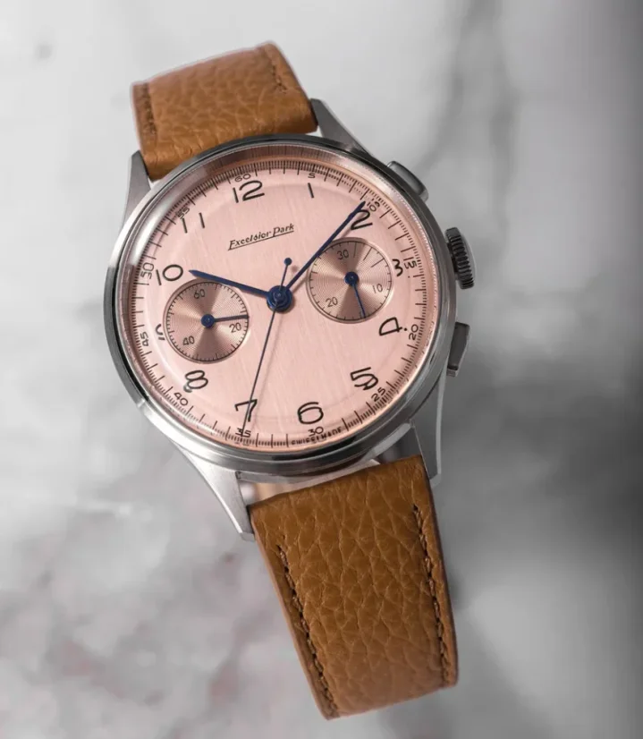 Stříbrné pánské hodinky Excelsior Park s koženým páskem Excelsior EP95004 Brown Matt Strap 38,9MM Automatic