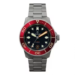 Stříbrné pánské hodinky Draken s ocelovým páskem Tugela – Red 42MM